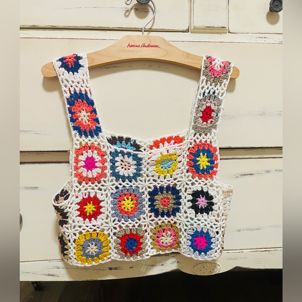 Sale! Colorful Crochet Crop Top - Picture 1 of 4